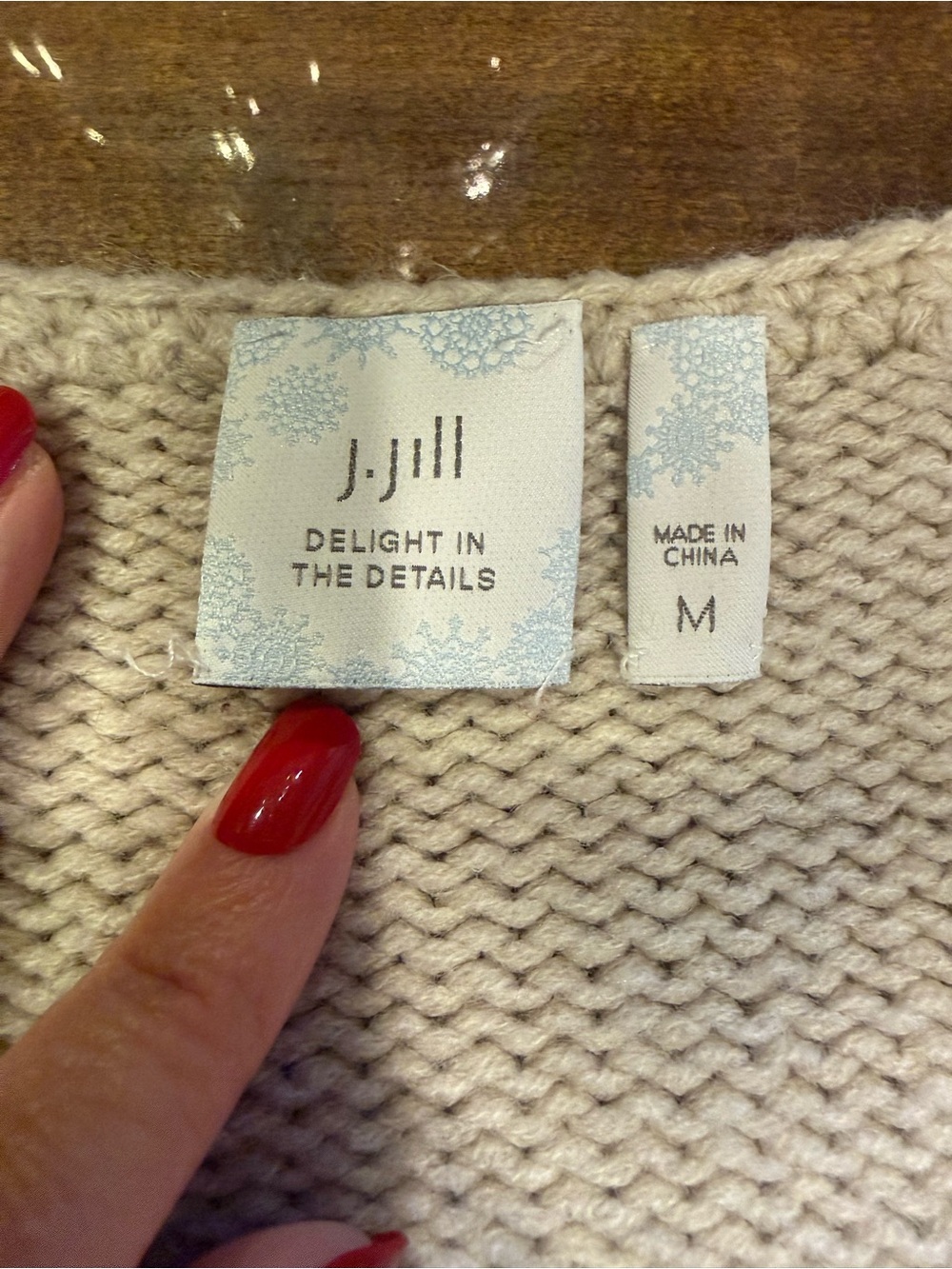 J. Jill Cream Cardigan with embroidered flowers and buttons - size M - Picture 9 of 10